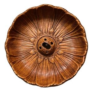 VTG Multi‎ Products Brown Syroco Flower Shaped Nut 9” Bowl MCM